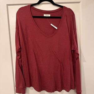 Madewell Red Relaxed Long Sleeve T-Shirt